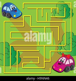 Children's puzzle - simple maze - bright vector illustration Stock Vector
