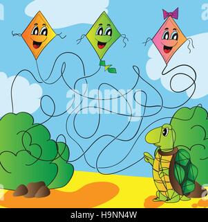 Maze turtle with a kite vector illustration Stock Vector