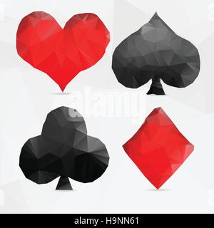 Playing cards suit in modern triangle style -Vector illustration Stock Vector