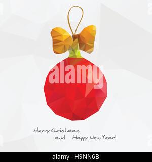 Abstract Christmas ball  on poligonal background - Holiday Design for New Year Greeting Cards Stock Vector