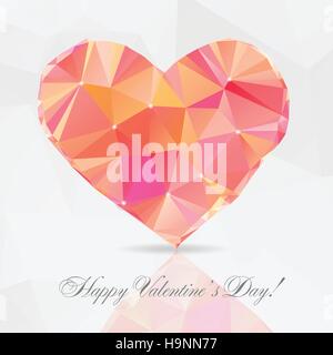 Polygon Heart, vector illustration - card for holiday Stock Vector