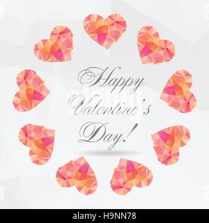 Polygon Hearts, vector illustration - card for holiday Stock Vector