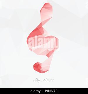 Origami musical note on white background for design Stock Vector