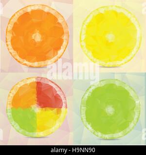 Polygonal fruit  Vector set illustration for design Stock Vector