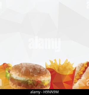 Fast food abstract geometric polygon  illustration - vector set for design Stock Vector