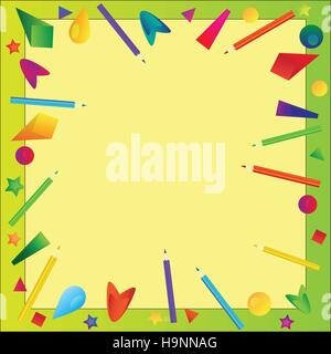 Frame made with color pencils - vector background Stock Vector