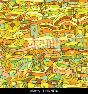 Hand-Drawn Abstract Seamless Pattern -  dudling style Stock Vector