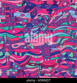 Hand-Drawn Abstract Seamless Pattern -  dudling style Stock Vector