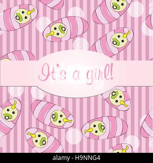 Baby girls seamless pattern background - vector illustration for card - it is a girl Stock Vector