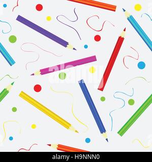 Seamless texture with pencils. Colorful endless pattern. Template for design backgrounds, textile, wrapping paper, package Stock Vector