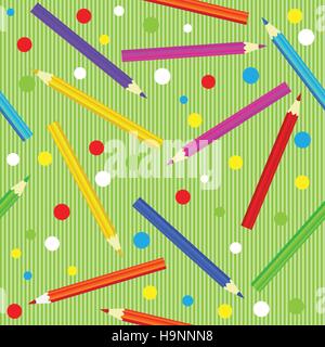 Seamless texture with pencils. Colorful endless pattern. Template for design backgrounds, textile, wrapping paper, package Stock Vector