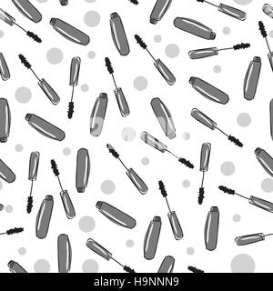 Hand drawn seamless pattern with mascara - Fashion illustration - Vector background Stock Vector