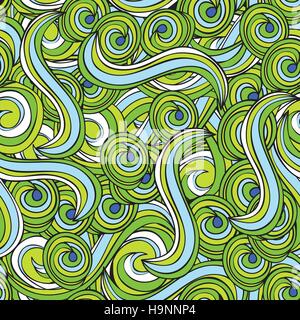 seamless abstract hand-drawn pattern - green background - vector Stock Vector