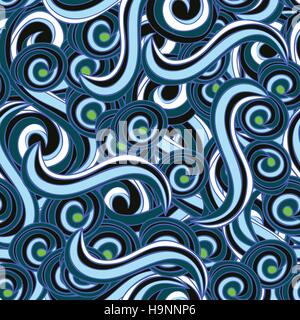 seamless abstract hand-drawn pattern - blue background - vector Stock Vector