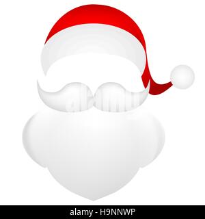 Template for photo mustache with a beard and  cap of Santa Clau Stock Vector