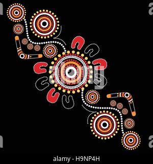 Illustration based on aboriginal style of dot painting. Stock Vector