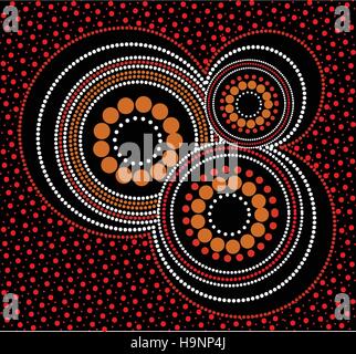 Illustration based on aboriginal style of dot painting. Stock Vector