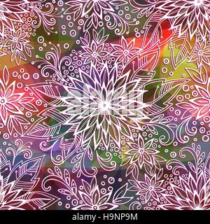 Seamless Outline Floral Pattern Stock Vector