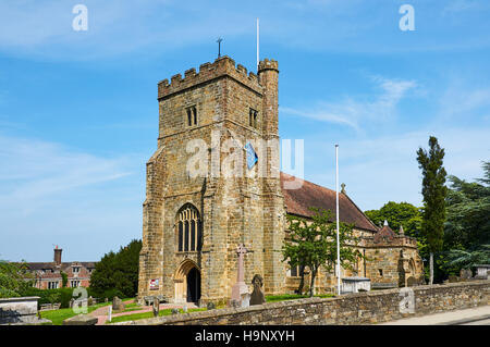 The historic medieval church exterior of St Mary, at Battle, East Sussex, Southern England Stock Photo