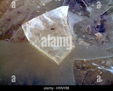 broken ice canal pond river lake Stock Photo