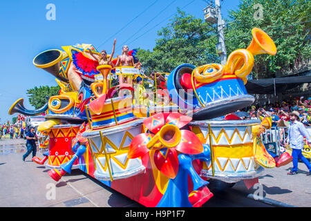 Float parade in the Barranquilla Carnival in Barranquilla Colombia , Barranquilla Carnival is one of the biggest carnival in the world Stock Photo