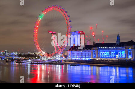 London, United Kingdom-November 12, 2016 : The London County hall is the site of business and attraction on the South bank of the River Thames.
