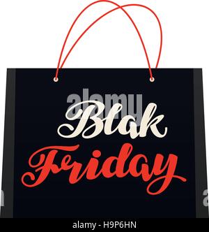 Sale, Black Friday. Bag for shopping. Vector illustration isolated on white background Stock Vector