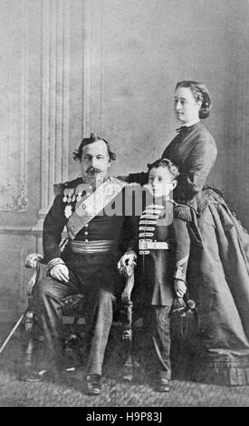 Portrait of Napoleon III with his wife and son Stock Photo