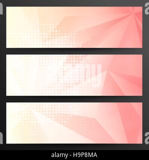 Set Of Abstract Low Polygonal Geometric Banners On A Gray Background With Shadows Stock Vector
