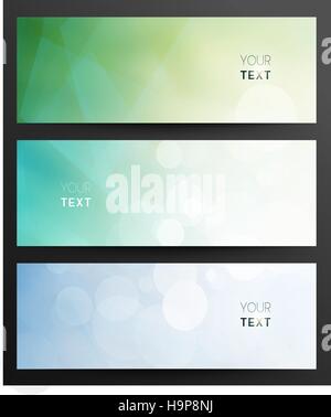 Set Of Abstract Low Polygonal Geometric Banners With Shine And Light Stock Vector