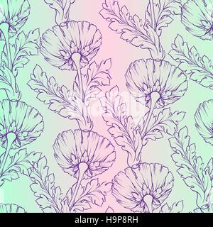 Garden flowers. Seamless, hand-painted, soft gradient pattern. Vector background can be used as backdrop or in textile design. Stock Vector