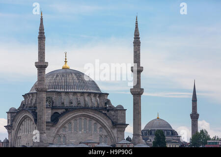 Nuruosmaniye Mosque and silhouette of Istanbul. Stock Photo