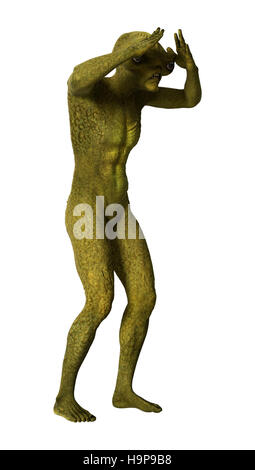 3D rendering of a green alien isolated on white background Stock Photo