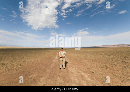 National park ranger in Altyn Emel National Park in Kazakhstan Stock Photo