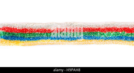 Multicolored sparkled glitter glue line. On white background Stock Photo