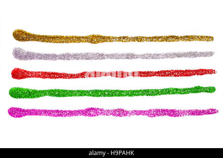 Colored glitters strokes set. Isolated on white Stock Photo