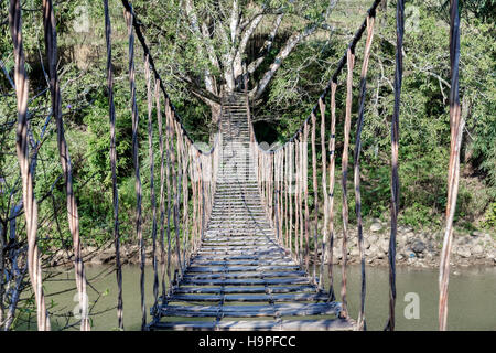 rope bridge, Lao Chai, Sapa, Vietnam, Asia Stock Photo