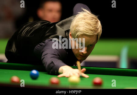 Neil Robertson in action during his first round match against Peter Lines during day three of the Betway UK Championships 2016, at the York Barbican. Stock Photo