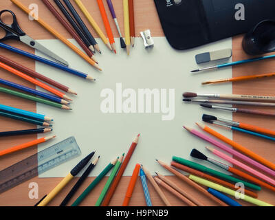 Assortment of various school items Stock Photo