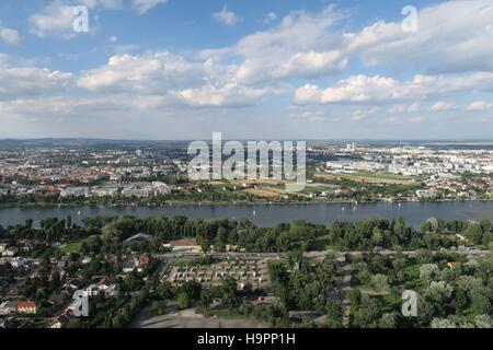 Panorama of the so called Old Danube in Vienna, Austria Stock Photo