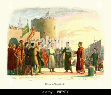 King Henry II of England landing at Waterford in Ireland. Doyle Chronicle of England Stock Photo