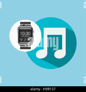smart watch on hand- music note vector illustration eps 10 Stock Vector