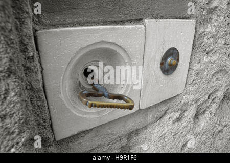 Old brass doorbell button Stock Photo