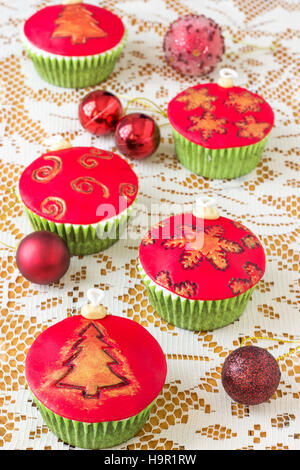 Christmas Cupcake Baubles Stock Photo