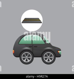 micro car on road design vector illustration eps 10 Stock Vector