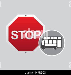 double decker bus stop road sign design vector illustration eps 10 Stock Vector