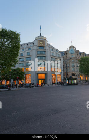 Paris, France, Art Deco Office Building and LVMH Store on Avenue  Champs-Elysees, at Dusk, Luxury Fashion Brands, louis vuitton store Stock  Photo - Alamy