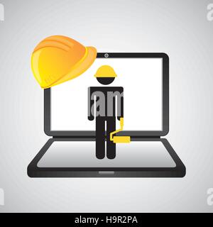 under construction web page worker paint roller vector illustration eps 10 Stock Vector