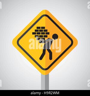 under construction road sign man brick hold vector illustration eps 10 Stock Vector