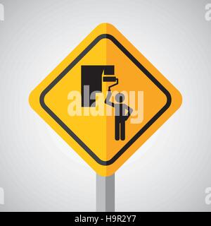 under construction road sign paint wall vector illustration eps 10 Stock Vector
